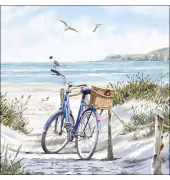 Motivserviette 33x33cm Fahrrad am Strand