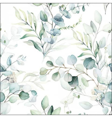 Servietten 12517165, gr&uuml;n/wei&szlig; / Eukalyptus, 3-lagig, 25x25cm