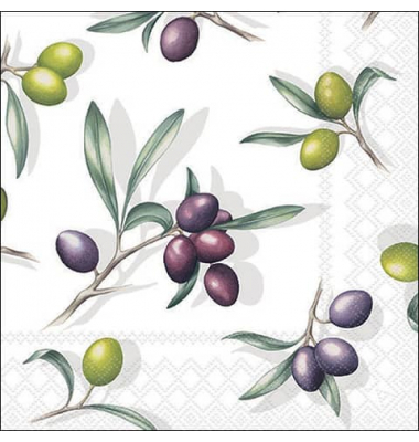 Servietten 13318185, mehrfarbig / Delicious olives, 3-lagig, 33x33cm