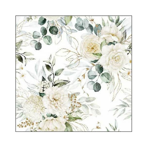 Ambiente Servietten 13318455 / Eukalyptus+Rosen, 3-lagig, 33x33cm 8712159194999 Ambiente 20 Stück