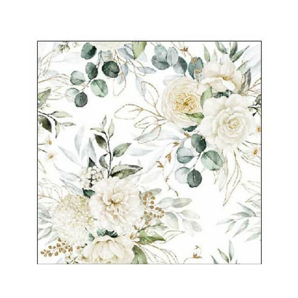 Ambiente Servietten 12518455 / Eukalyptus+Rosen, 3-lagig, 25x25cm 8712159197112 Ambiente 20 Stück