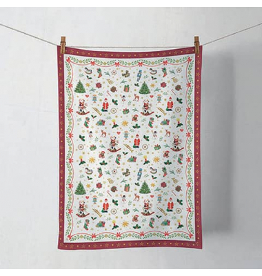 Weihn.Geschirrtuch 50x70cm Ornamente