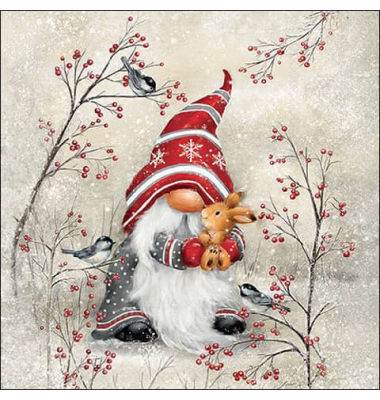 Weihn.Motivserviette 33x33cm Wichtel