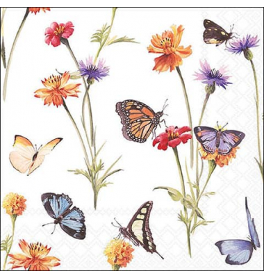 Motivserviette 33x33cm Butterfly garden