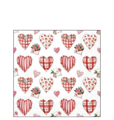 Servietten 12519745 / Lovely Hearts, 3-lagig, 25x25cm