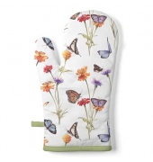 Ofenhandschuh Butterfly garden, weiß/bunt, Größe Einheitsgröße 18x30cm