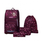 Schultaschenset 78625-051, dark rot, Berry Blossom, mit Rei&szlig;verschluss