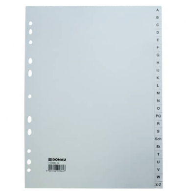 Kunststoffregister 7722095-13, A bis Z, A4, 120µm, graue Taben, 24-teilig