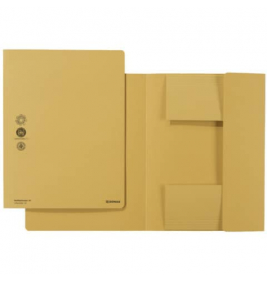 Jurismappe 8640030-11, A4 gelb Recyclingkarton 250g, mit 3 Einschlagklappen