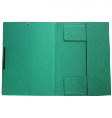 Eckspannmappe 8643119-06, A4 grün Karton 390g, mit 3 Einschlagklappen