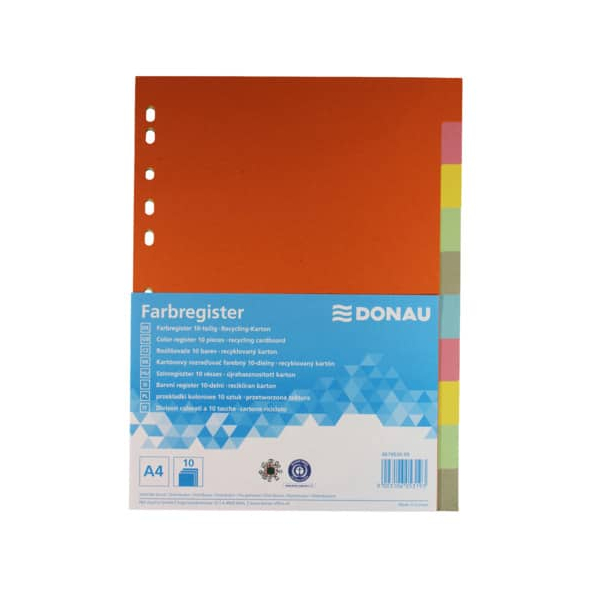 Donau Kartonregister 8670030-99, 10-teilig blanko, A4, 215 g/m², farbige Taben, 10-teilig 9003106053193 Donau