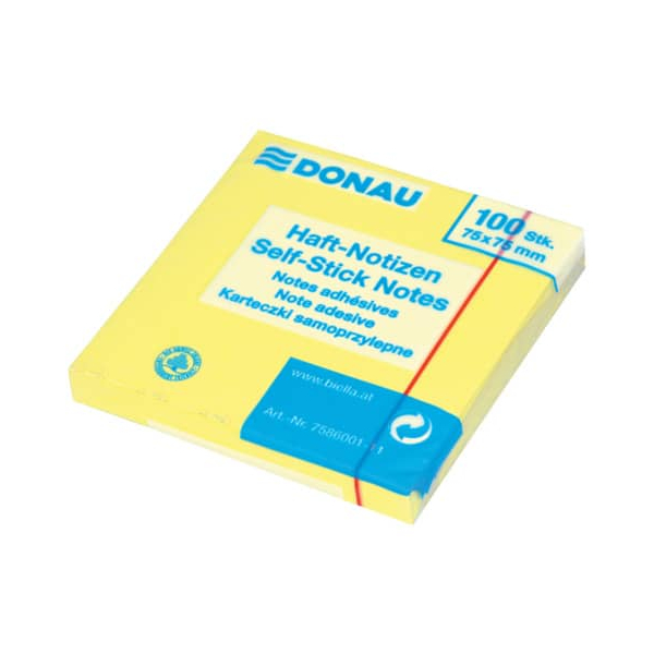 12 Stück Donau Haftnotizen 7586001-11, 75x75mm, gelb, quadratisch 9003106061358 Donau 100 Blatt