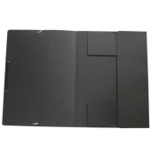 Eckspannmappe Pressspan - Serie 8643119-01, A4 schwarz Pressspankarton 390g, f&uuml;r ca. 150 Blatt  (80 g/m&sup2;), mit 3 Einschlagklappe