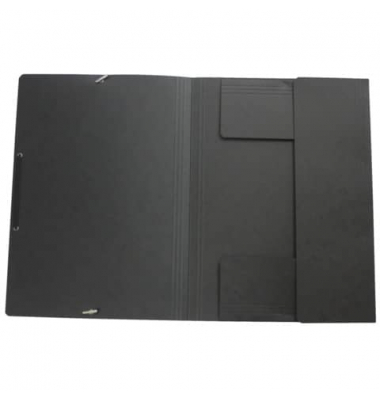 Eckspannmappe Pressspan - Serie 8643119-01, A4 schwarz Pressspankarton 390g, f&uuml;r ca. 150 Blatt  (80 g/m&sup2;), mit 3 Einschlagklappe