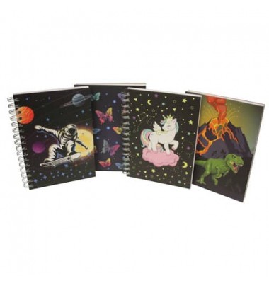 Notizbuch 1348106-99, glow in the dark, schwarz, A5, kariert, 80g, 96 Blatt / 192 Seiten