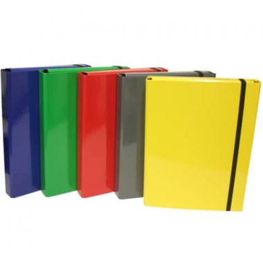 Heftbox 2056400-99, A4 sortiert (je 1x blau/gelb/grau/gr&uuml;n/rot), 4cm F&uuml;llh&ouml;he, Karton