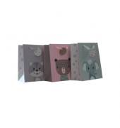 Geschenktasche 55024, Kinder, Schleifenband mit Anhänger, Katze/Bär/Elefant sortiert, 180mm x 230mm