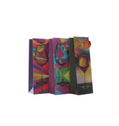 Geschenktasche 55031, Schleifenband mit Anhänger, 3 Motive Weinglas sortiert, 120mm x 360mm