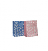Geschenktasche 55036, Geburtstag, Schleifenband mit Anhänger, Blumen, 180mm x 180mm