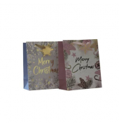 Geschenktasche 55039, Weihnachten, mit Trageband / Geschenkanh&auml;nger, &bdquo;Merry Christmas&ldquo; / 2 Motive sortiert, 18cm x 23cm