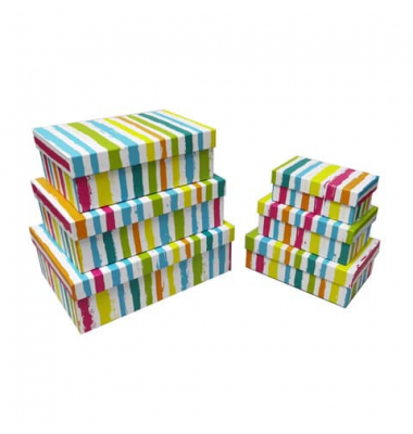 Geschenkkarton Streifen bunt