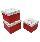 Weihn.Geschenkkarton Kugeln weißrot
