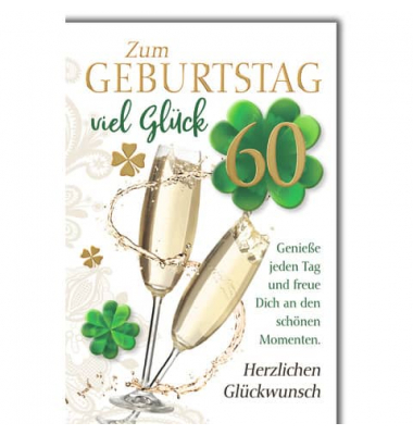 Geburtstagskarten 5520250.60 11,5x17 cm 115mm x 170mm (BxH) Jubil&auml;umsjahr Zahl 60