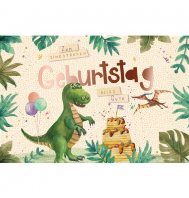 Geburtstagskarten 51-10595 11,5x17cm 115mm x 170mm (BxH) Dino bunt