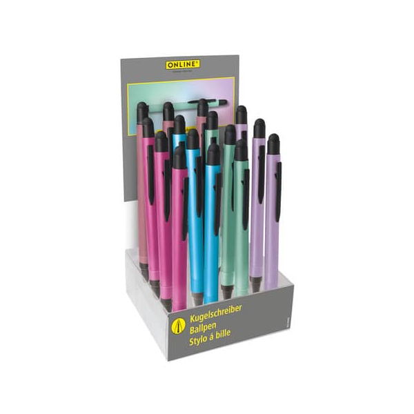 15 Stück Online Kugelschreiber ALU Stylus 32122/15, schwarz, M, nachfüllbar  Online