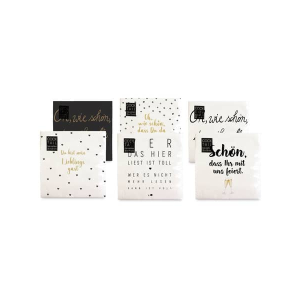 12 Stück Braun und Company Motivservietten 1209-25372, farbig sortiert / Scriptum, 3-lagig, 25x25cm  Braun und Company 20 Stück