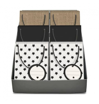 Geschenktasche 4001-0099, allgemein, Kordel mit Anhänger, 3 Motive sortiert, 180mm x 120mm
