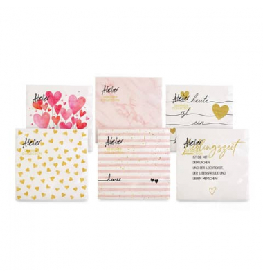 Motivserviette 33x33cm Love sortiert