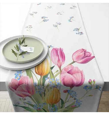 Tischl&auml;ufer 16617030, mehrfarbig / Tulips bouquet, 40cm x 1,5m
