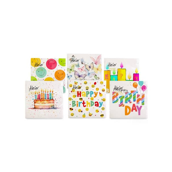 24 Stück Braun und Company Motivservietten Atelier 1180-25353, farbig sortiert / Funny Colours, 3-lagig, 33x33cm  Braun und Company 20 Stück