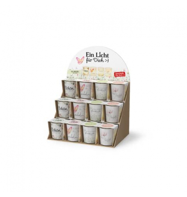 Teelichthalter 640590 Spruch farbig sortiert 5,7x6,5cm 