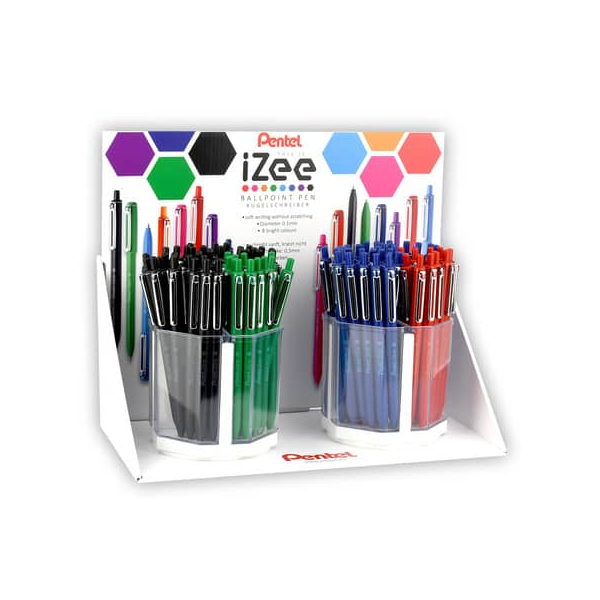 96 Stück Pentel Kugelschreiber iZee BX470 BX470DPOCT1-8E, blau / schwarz / rot / grün, M, nachfüllbar  Pentel