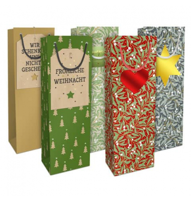 Geschenktasche 4514-24099/PBS, Weihnachten, mit Tragekordel, 5 Motive sortiert, 12cm x 36cm