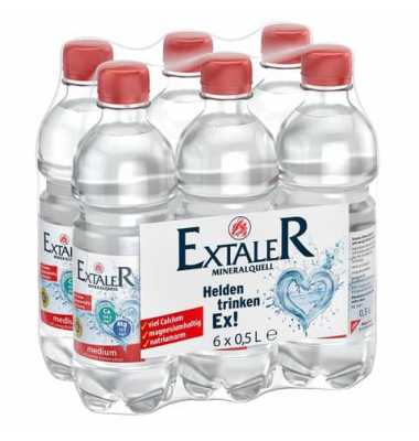 Mineralwasser Medium 15407, mit wenig Kohlens&auml;ure, 6x 0,5  Liter in PET-Flasche