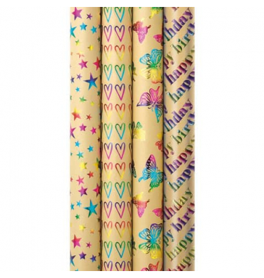 Geschenkpapier Fantasie-Packpapier 33062 989101, Rainbow, farbig sortiert