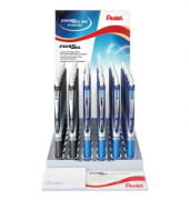 Gelschreiber EnerGel, BL77AC-3G, schwarz, blau /silber (Schreibfarbe: farbig sortiert), 0,35mm, Druckmechanik, nachf&uuml;llbar