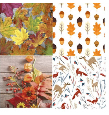 Motivserviette 33x33cm Herbst sortiert
