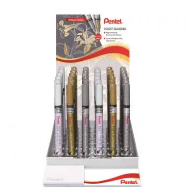 Lackmarker MSFP10WXZ-3G, Display, je12x wei&szlig;/silber/gold, Rundspitze