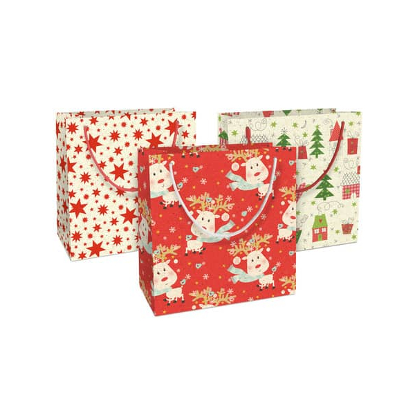 15 Stück Alpedia Geschenktasche 4542-24099/PBS, Weihnachten, mit Tragekordel, 3 Motive sortiert, 20cm x 21cm  Head
