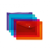 Dokumententasche 20073, A4, transparent violett/t&uuml;rkis/blau/pink/orange, Polypropylen (PP), Druckknopf