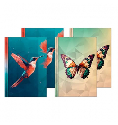 Notizbuch 46825, farbig sortiert, A5, kariert, 70g, 96 Blatt / 192 Seiten