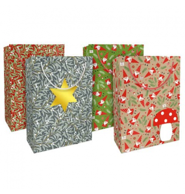 Geschenktasche 4517-24099/PBS, Weihnachten, mit Tragekordel, 4 Motive sortiert, 23cm x 33cm