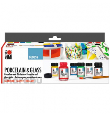 Porzellan-u. Glasmalfarbe 6x15ml sortier