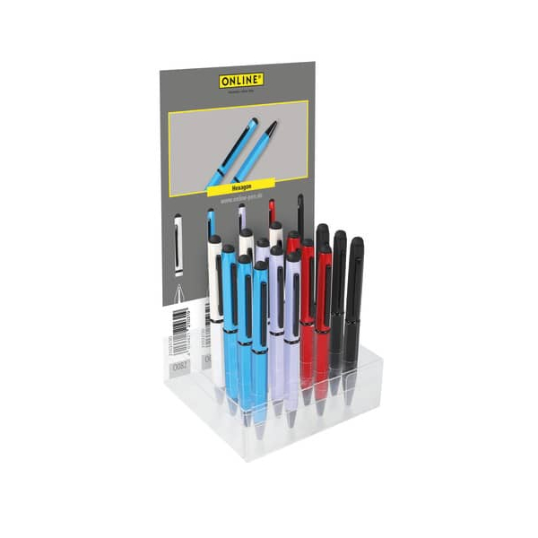 15 Stück Online Kugelschreiber Hexagon Stylus 21036/15, blau, M, nachfüllbar  Online