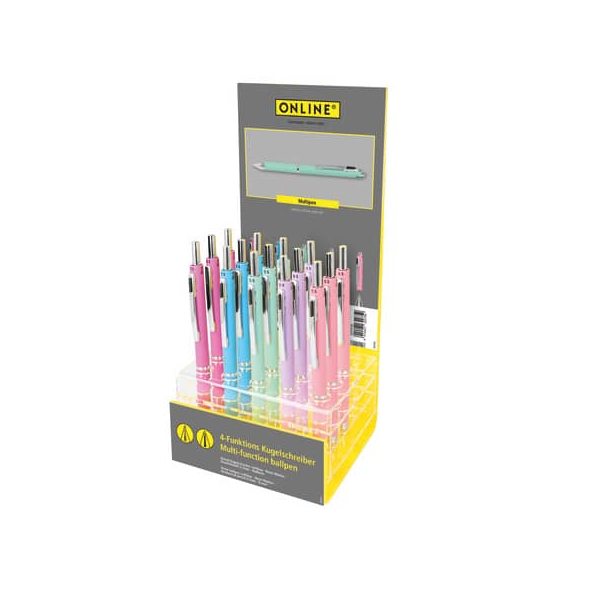15 Stück Online Mehrfarbkugelschreiber Multipen 4-in-1 32076/15, blau / schwarz / rot, M, nachfüllbar  Online