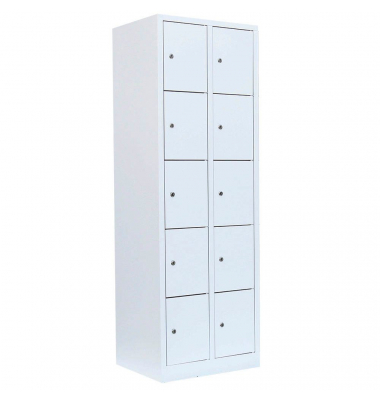 Schließfachschrank signalweiß 520527, 10 Schließfächer 60,0 x 50,0 x 180,0 cm